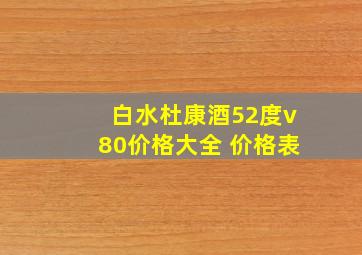 白水杜康酒52度v80价格大全 价格表